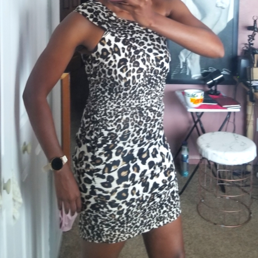 Impulse One Shoulder Animal Print Bodycon Dress